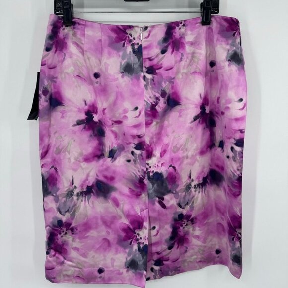 Jones New York Floral Pencil Skirt size 12 Pink  Womens satin Cotton blend new - Picture 8 of 10